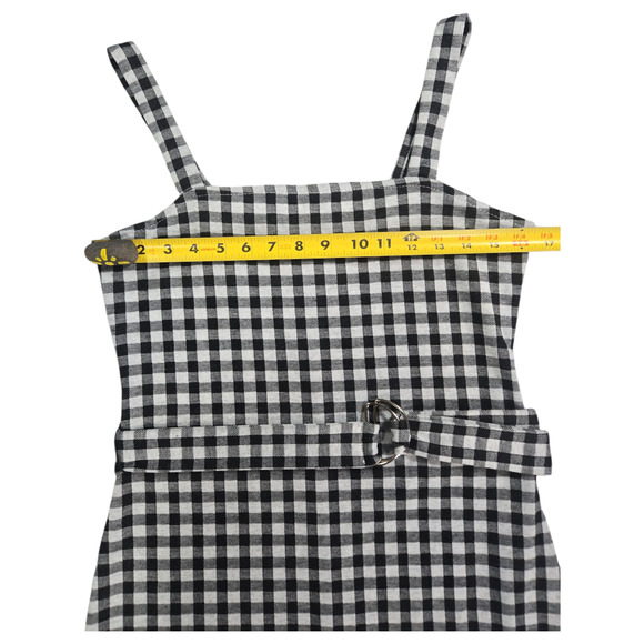 Just Polly Wom Jrs LG Plaid Sleeveless Dress Black Gray Check Belted Party Dress - Picture 5 of 10